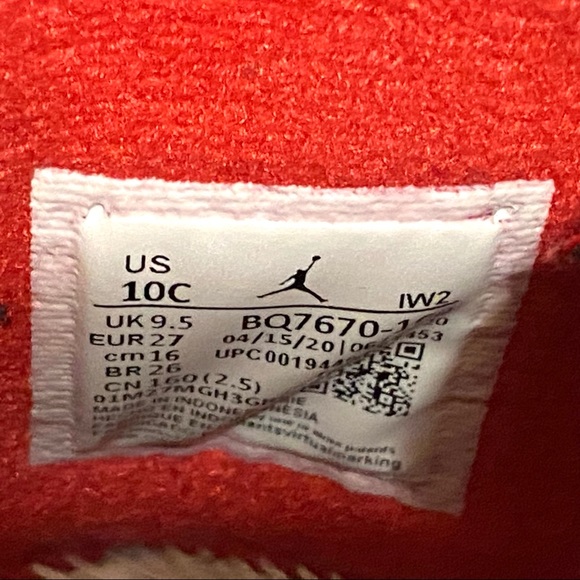 Toddler Nike Jordan 4 Retro Fire Red/White BQ7670-160 Size 10C Missing Insoles - Picture 9 of 9